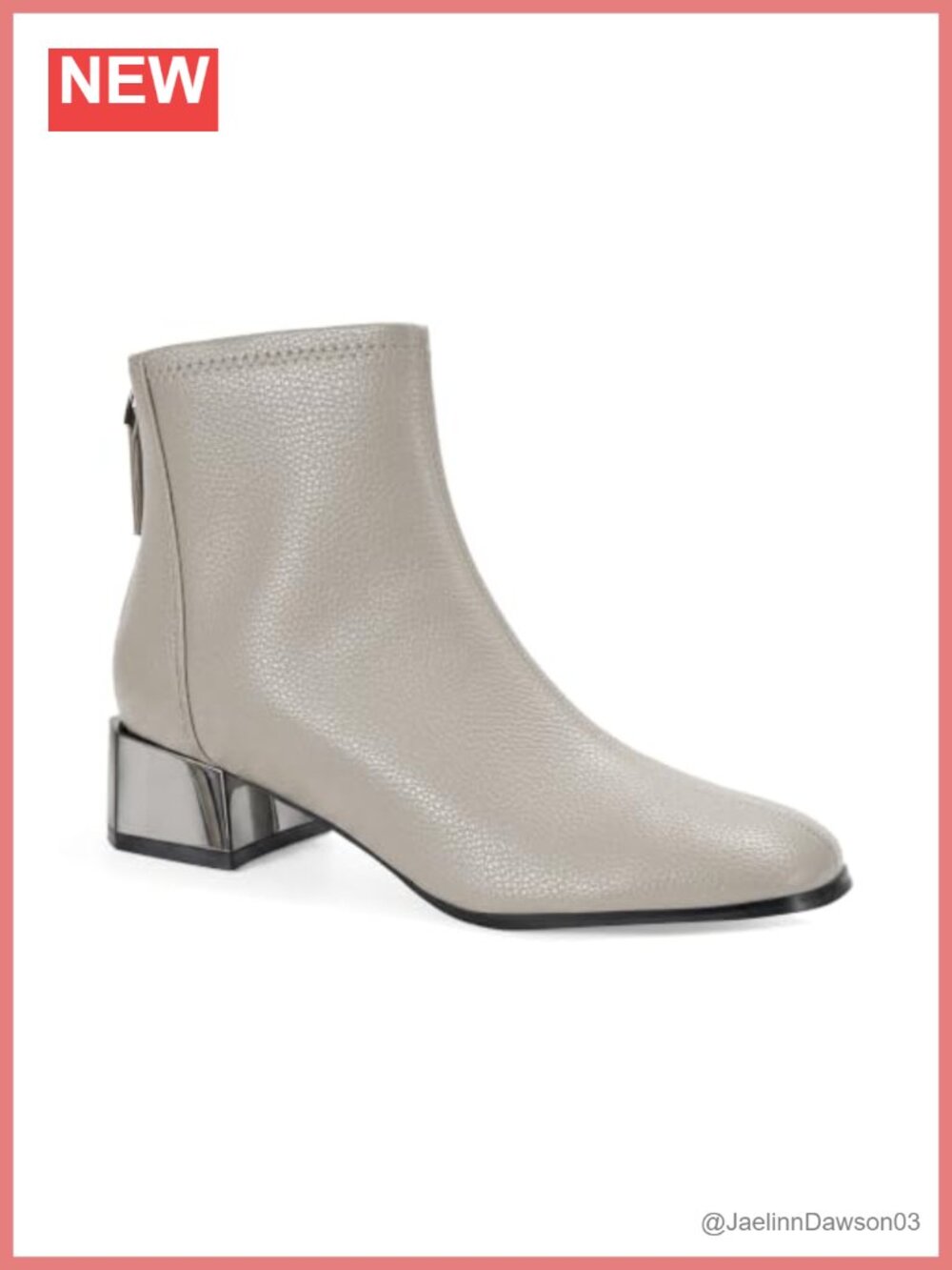 Womens Lambskin Insole Square Toe Ankle Boots Back Zip Plated Heel